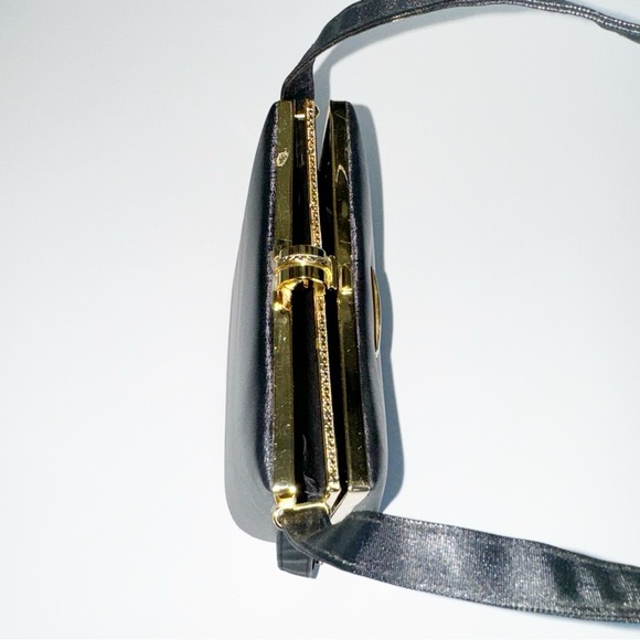 Vintage Sanremo Black Structured Handbag Adjustable Strap Academia Grannycore - Picture 7 of 16